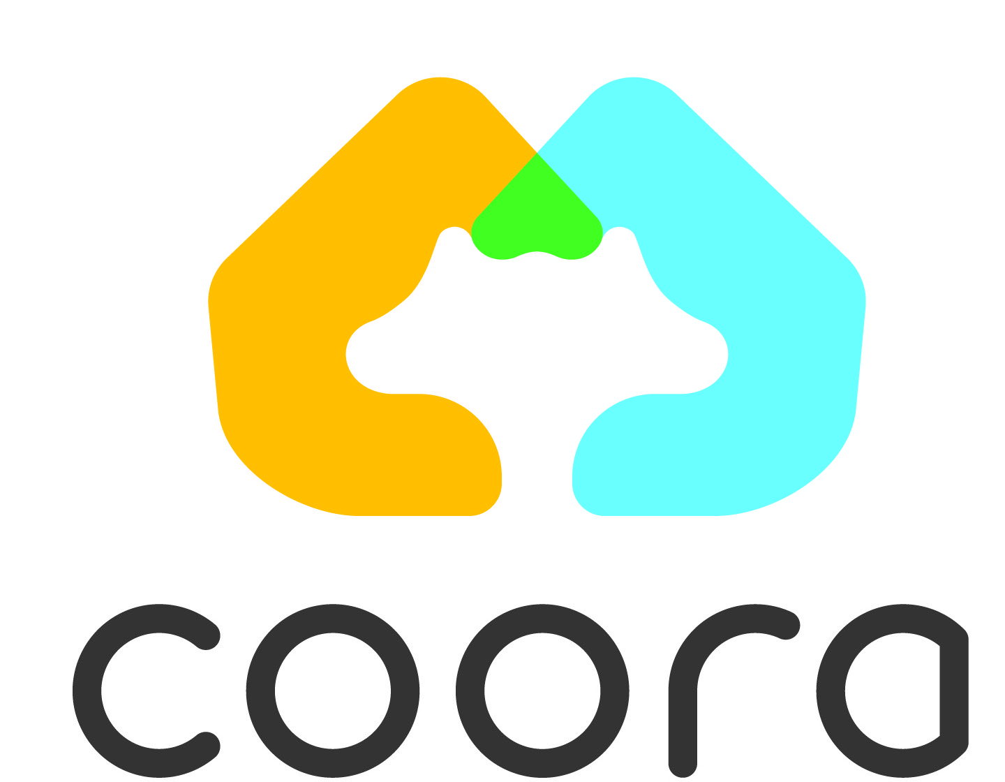 Coora logo — two joined hands forming a protected home shape